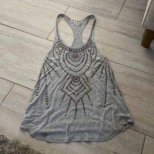 Haute Hippie embellished grey tank Small